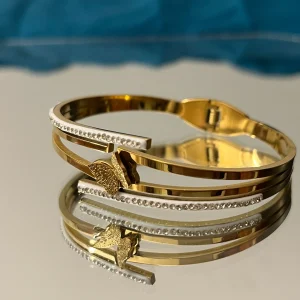 Gold Butterfly Cuff Bangle Bracelet – Elegant Arm Jewelry for Women