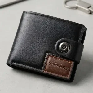 Balenberry Classic Black Men's Bifold Wallet – Stylish & Compact