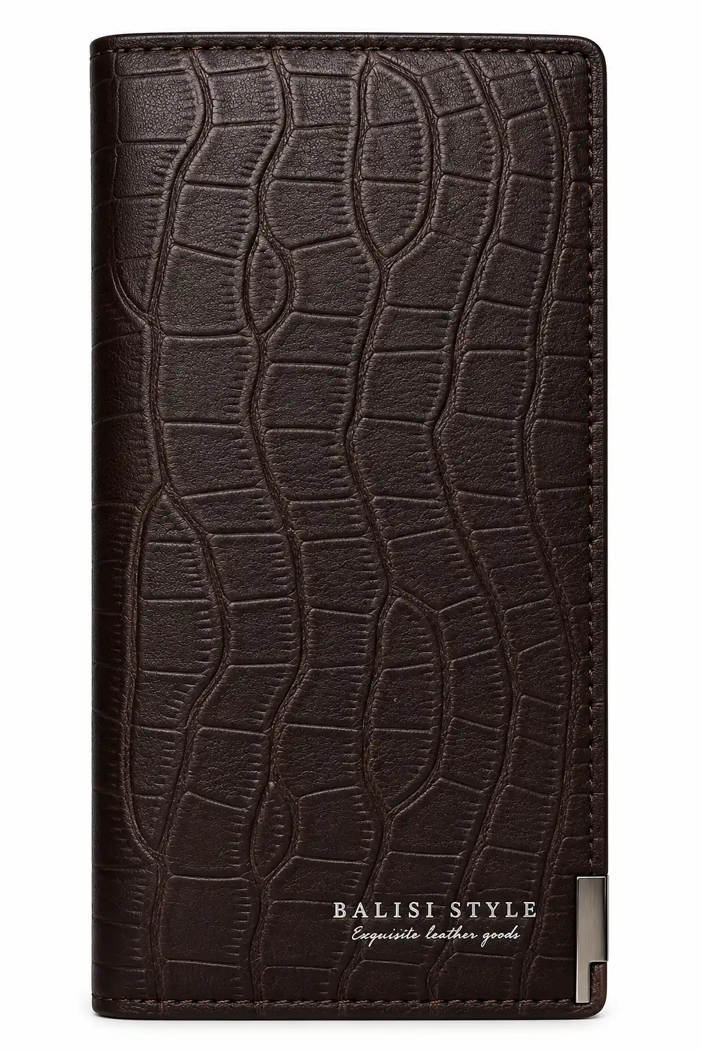 Balisi Style Crocodile Leather Long Wallet for Men – Stylish & Premium
