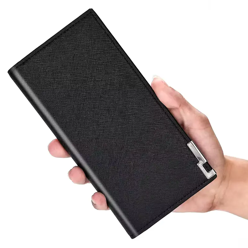 Black Leather Long Wallet for Men – Stylish & Spacious Men's Wallet