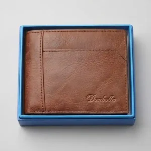 Dunbollu Classic Brown Genuine Leather Men's Bifold Wallet – Stylish & Durable