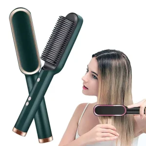 Electric Hair Straightener Brush – Heated Hair Smoothing & Styling Brush