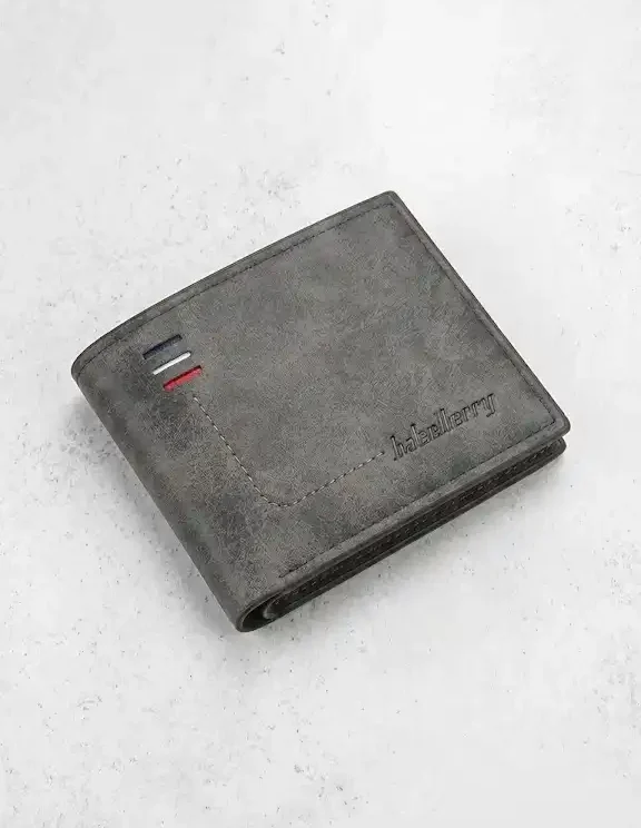 Grey Short Bifold Men's Wallet – Compact & Stylish Wallet for Men
