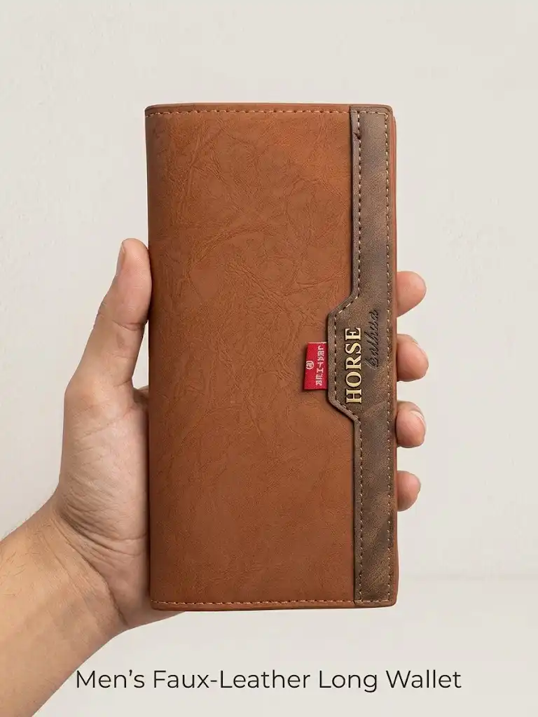 HORSE Brown Textured Leather Long Wallet for Men – Stylish & Premium