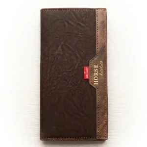 HORSE Dark Brown Textured Long Wallet – Synthetic Leather Men's Wallet