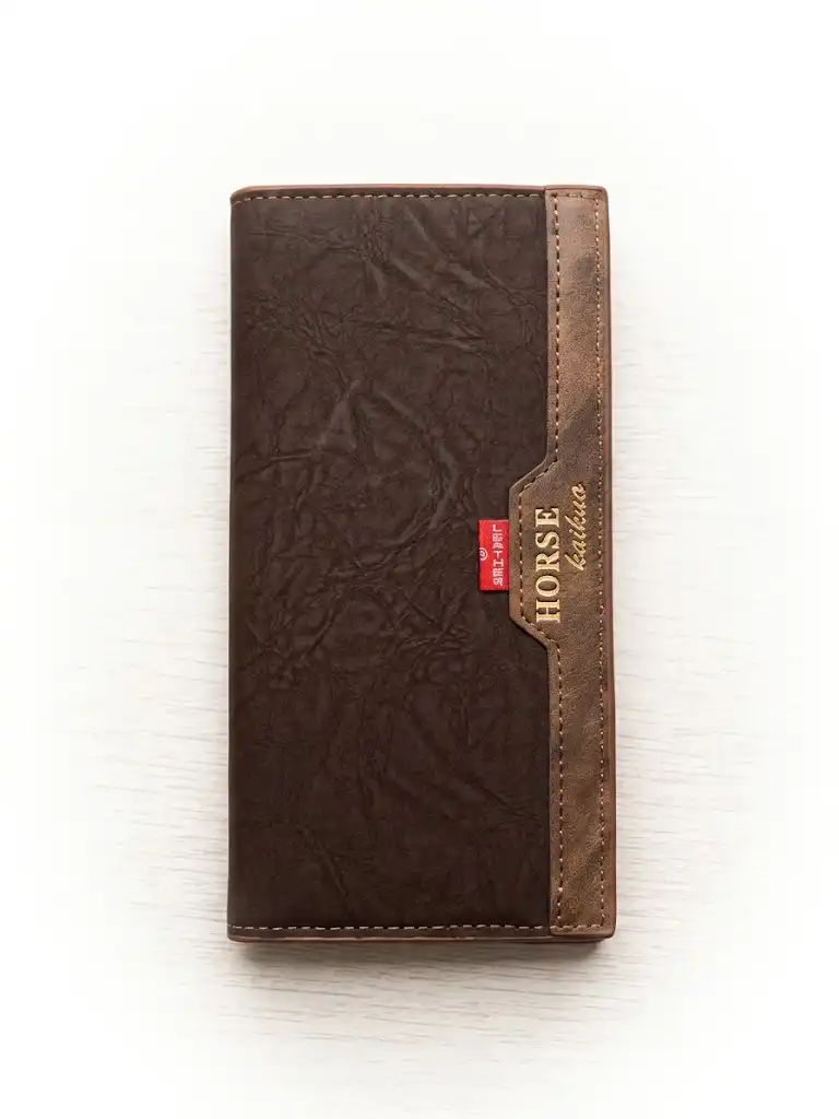 HORSE Dark Brown Textured Long Wallet – Synthetic Leather Men's Wallet