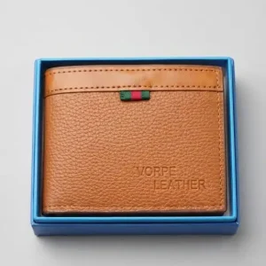 VORPE Textured Tan Leather Bifold Wallet for Men – Stylish & Compact