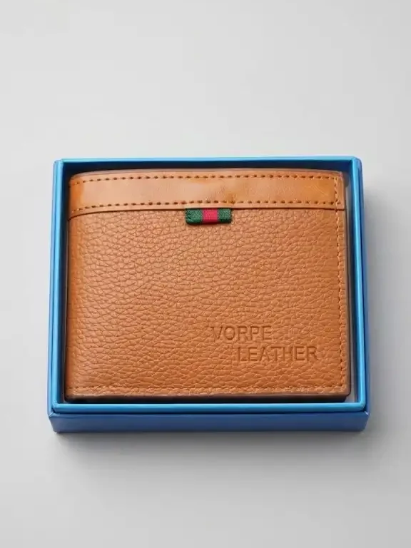 VORPE Textured Tan Leather Bifold Wallet for Men – Stylish & Compact