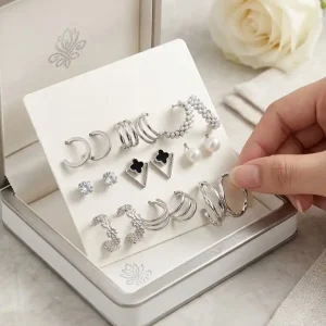 7-Pair Silver Mix Earring Set