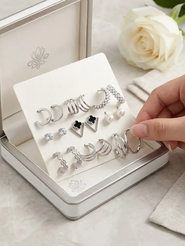 7-Pair Silver Mix Earring Set