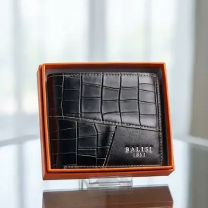 BALISI 1851 Black Croco-Embossed Leather Wallet for Men – Stylish & Premium