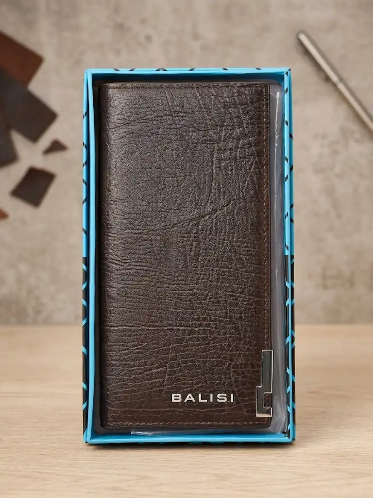 BALISI Premium Brown Leather Executive Long Wallet for Men – Stylish & Spacious