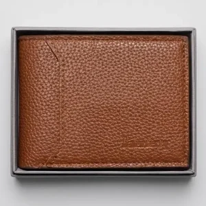 Balenberry Men's Brown Textured Leather Bifold Wallet – Stylish & Classic
