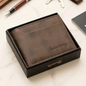 Balenberry Premium Brown Leather Bifold Wallet for Men – Stylish & Classic