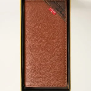 HORSE Executive Men's Brown Pebble-Grain Leather Long Wallet – Stylish & Spacious