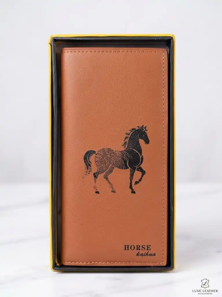 Horse Kaihua Men's Long Leather Wallet – Stylish & Spacious