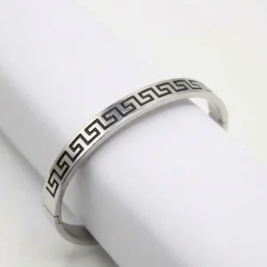 Meander Pattern Stainless Steel Bracelet
