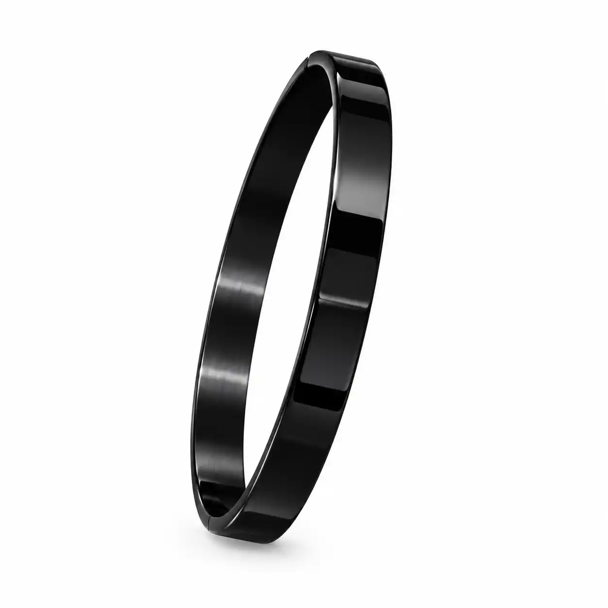 Sleek Matte Black Stainless Steel Bangle Bracelet