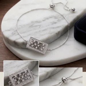 Sterling Silver Filigree Adjustable Slider Bracelet