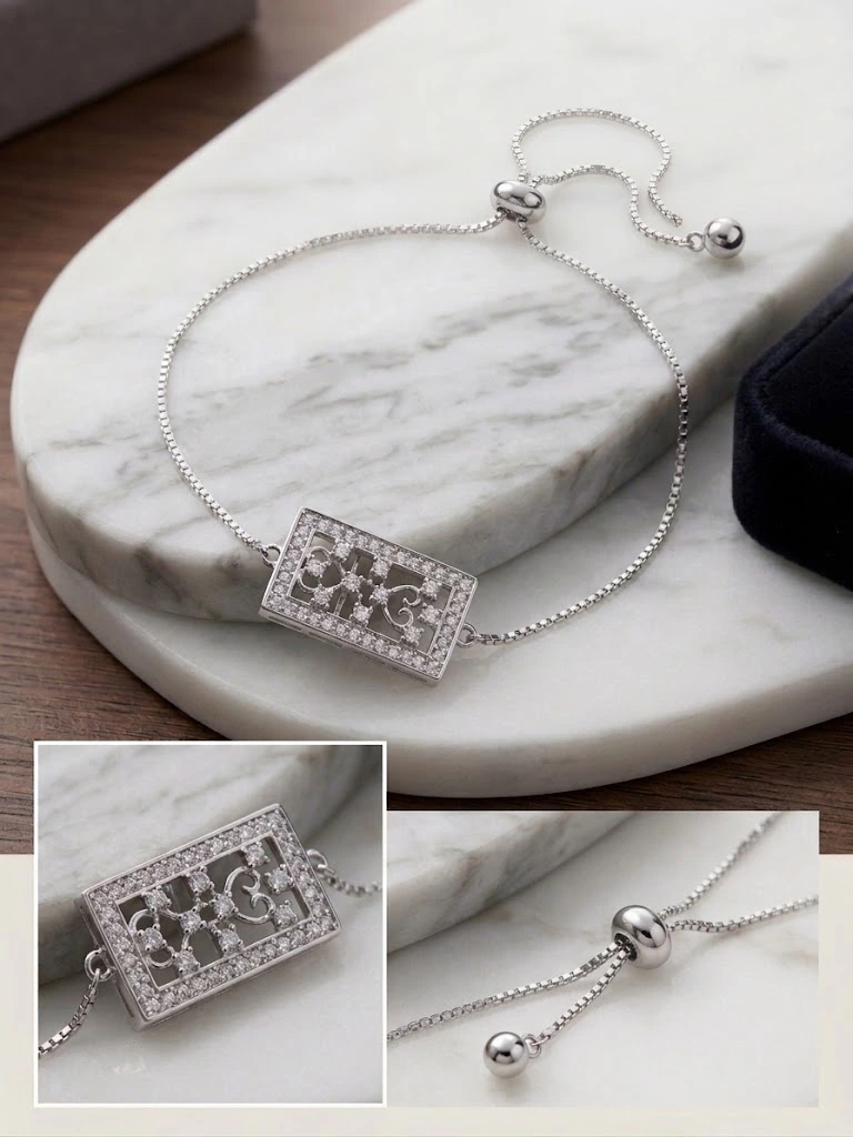 Sterling Silver Filigree Adjustable Slider Bracelet